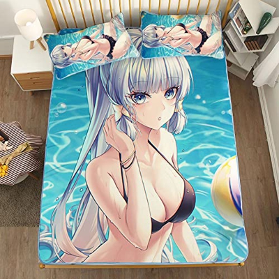 ACOSDARY Genshin Impact: Kamisato Ayaka Black Bikini Mattress, 3D Printing Microfibers Anime Ice Silk Mat, Summer Cooling Pad Ice Silk Mat Colchón (si