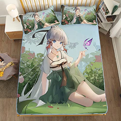 ACOSDARY Genshin Impact: Kamisato Ayaka Han Ropa Colchón, Impresión 3D Microfibras Anime Ice Silk Mat, Summer Cooling Pad Ice Silk Mat Colchón (sin Al