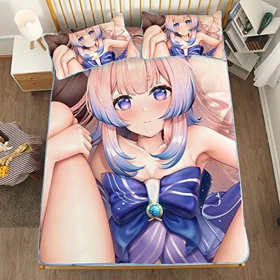 ACOSDARY Impacto de Genshin: Sangonomiya Kokomi manos piernas divididas Colchón, Microfibras de impresión 3D Alfombrilla de seda de hielo de anime, al