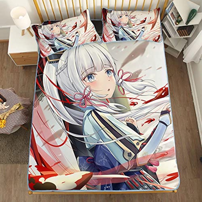 ACOSDARY Impacto de Genshin: kamisato ayaka viento que sopla el pelo Colchón, Microfibras de impresión 3D Alfombrilla de seda de hielo de anime, almoh