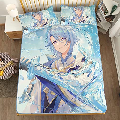 ACOSDARY Impacto de Genshin: kamisato ayato Colchón, Microfibras de impresión 3D Alfombrilla de seda de hielo de anime, almohadilla de enfriamiento de