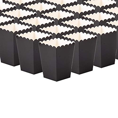 GAKA FAVOR Caja de Palomitas de Maíz Negro 24 Piezas Bolsas Bolsa de Palomitas para Los Bocados del Partido Los Dulces Las