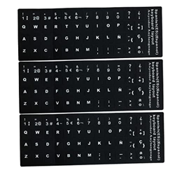 Yoyakie Pegatinas de Teclado Reemplazo Español No Transparente con Fondo Negro sobre Letras Blancas para computadoras portátiles Descriptores 3pcs, Pe en oferta