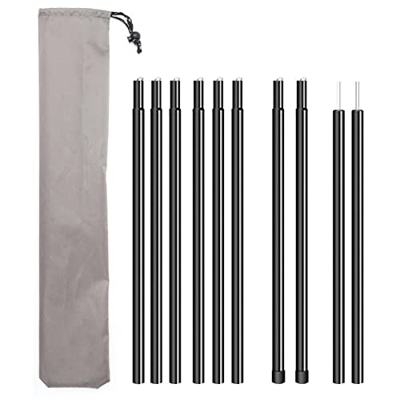 DOMELAY 2 Piezas Soporte Universal para Postes de Lona Varilla para Toldo Barras de Soporte de Soporte de 5 Secciones Hierro de 2M para Camping Refugi