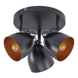 Lindby Fintja plafón, negro/oro, 3 luces en oferta