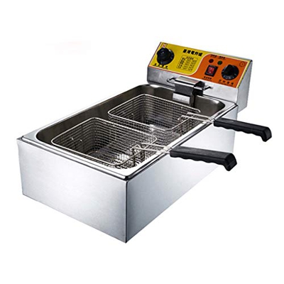 Cesta de freidora Comercial, freidora eléctrica de Acero Inoxidable Freidora de Grasa Simple/Doble Freidora Comercial con Temporizador y termostato pa