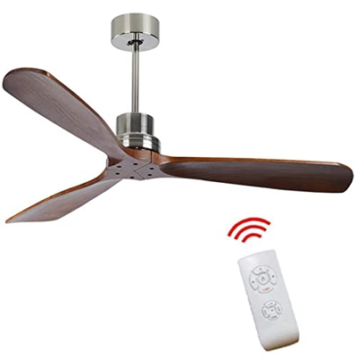 LXT PANDA Ventilador de Techo Moderno de 52 Pulgadas, Ventilador de Techo para Interiores y Exteriores con Control Remoto y 3 aspas de Madera Maciza, 