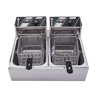 Cesta para freidora de Grasa Comercial, freidora Freidora eléctrica Comercial 12L Tanque Doble Encimera Cesta Doble y freidora de Grasa Profunda de Ac