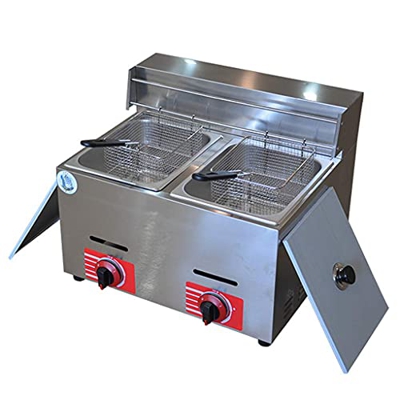 Cesta para freidora de Grasa Comercial, freidora de Gas Comercial Freidora de Grasa Doble de Acero Inoxidable, freidora de Grasa Profunda de Gas de Gr