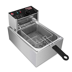 Cesta para freidora Comercial, freidora eléctrica de Acero Inoxidable Freidora eléctrica Grande de 9 l con Cesta para Uso Comercial en el hogar Saluda características