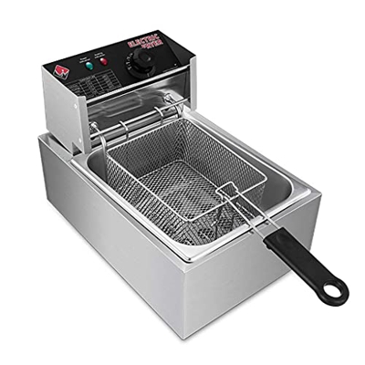 Cesta para freidora Comercial, freidora eléctrica de Acero Inoxidable Freidora eléctrica Grande de 9 l con Cesta para Uso Comercial en el hogar Saluda
