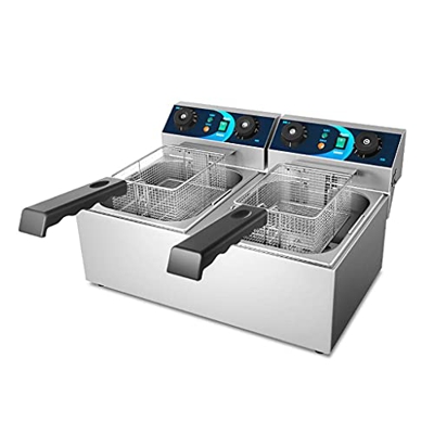 Cesta para freidora Comercial, freidora Profunda Freidora eléctrica de Acero Inoxidable con Cesta y Control de Temperatura Pollo Frito Camarones Papas