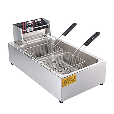 Cesta para freidora de Grasa Comercial, freidora Freidora de Grasa Profunda, Cilindro único de Acero Inoxidable Eléctrico con Cesta y Control de Tempe