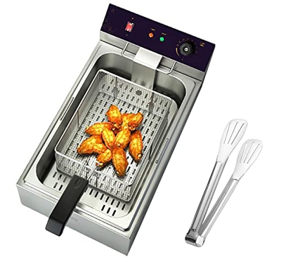 INTHEL Freidora eléctrica de 16L con Cesta y Tapa, freidora de Grasa de Cocina de Acero Inoxidable para encimera, freidora de Chips, freidora de Pesca