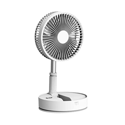 Onlynery Ventilador de pie plegable, ventilador de mesa silencioso con mando a distancia, altura ajustable, 4 velocidades con batería de 7200 mAh para características