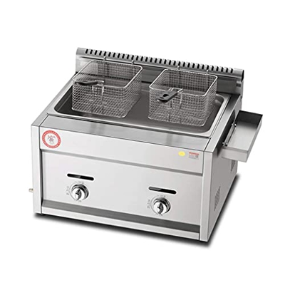 Cesta para freidora de Grasa Comercial, freidora de Gas Freidora Comercial de Grasa Profunda Freidora LPG de Acero Inoxidable de 12L con 2 cestas para