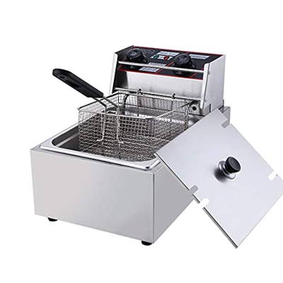 Cesta de freidora Comercial, freidora Comercial de Acero Inoxidable de 6 l con Temporizador, freidora de Grasa Profunda Individual para Uso doméstico,