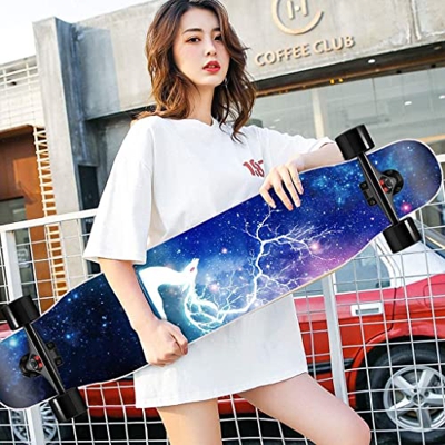 Xinduolei Skateboard de Tablero Largo Scooter de Cuatro Ruedas Board de Arce Teen Brush Street Dance Board Skateboard for Adultos (Color : E)