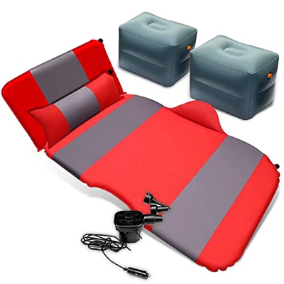 Cama inflable, cama inflable de agua con bomba incorporada, kit de reparación de tamaño completo doble para acampar, cabecero de 500 lb, batería y gar