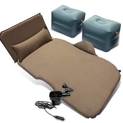 Cama inflable, cama inflable de agua con bomba incorporada, kit de reparación de tamaño completo doble para acampar, cabecero de 500 lb, batería y gar