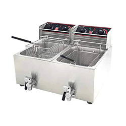 Cesta de freidora Comercial, freidora Comercial de Grasa Profunda Freidora eléctrica de Doble Cilindro de Acero Inoxidable, freidora eléctrica de Gras precio