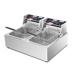 Cesta para freidora Comercial, freidora, freidora de Acero Inoxidable de 12 l, máquina de Cocina para Catering, freidora con Control de Temperatura y  en oferta