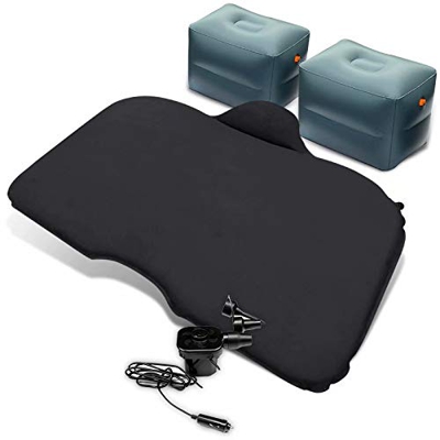 Cama inflable, cama inflable de agua con bomba incorporada, kit de reparación de tamaño completo doble para acampar, cabecero de 500 lb, batería y gar