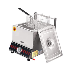 Freidora de Grasa Comercial, freidora Comercial de Gas licuado, freidora de Acero Inoxidable de Cocina de 6 l con Cesta para freír y Tapa, freidoras p características