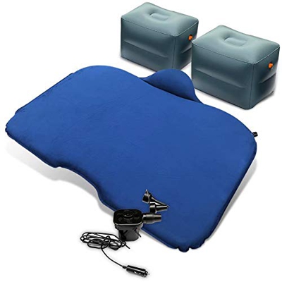 Cama inflable, cama inflable de agua con bomba incorporada, kit de reparación de tamaño completo doble para acampar, cabecero de 500 lb, batería y gar