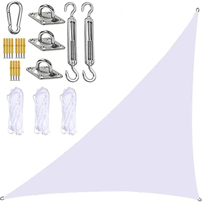 GGQQ Tienda de campaña 10 X 10 PIES Ángulo Recto Velas de Sombra Toldos Parasoles 4 Cuerdas de Amarre Kit de fijación de Servicio Pesado Lavable para 
