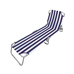 Acan Tradineur - Tumbona Plegable de Acero, reclinable, Tejido Oxford, Tejido Resistente. Color Azul - Blanco. 55 x 24 x 187 cm. precio