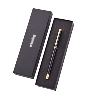 LUKERY Pluma estilográfica para escribir Metal Pluma estilográfica portátil reemplazable tinta Sac práctica caligrafía pluma punta oscura 0.38mm suave