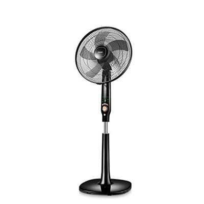 POIU Ventilador EléCtrico, Ventilador De Pedestal De Enfriamiento EléCtrico, Altura Ajustable, Control Remoto Y Modo Silencioso, 56 W, Temporizador De