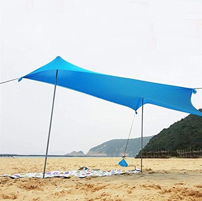 GGQQ Tents Beach Playa Abrigo de la Tienda de Sun con 2 Postes de Aluminio portátil Playa Parasol para la Familia picnics al Aire Libre Camping Playa 