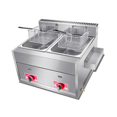 Cesta de freidora Comercial, freidora de Gas LPG Freidora de Acero Inoxidable de 6 l/12 l con Cesta de Tapa para el hogar, Cocina, Restaurante Comerci