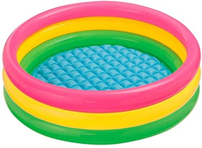 AC- Piscina Hinchable 3 Anillos Color Arcoiris ,Piscina Bebe Fondo Acolchado 152 x 30 cm