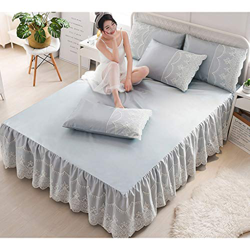 Colchoneta de dormir de verano de seda helada Falda de cama de encaje de tres piezas Sábana suave lavable plegable Aire acondicionado Refrigeración de en oferta