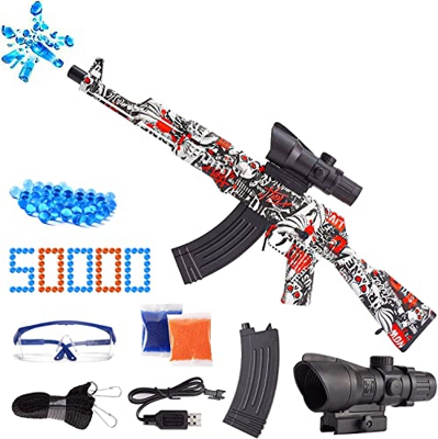 Gel Ball Blaster AK-47, Splatter Ball Blaster automático para Adultos y niños, Splat Ball Blaster Electric 50000 Water Beads, Splat Ball Toy Gift Niño