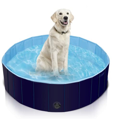 Piscina para Perros, Bañera Plegable para Perros y Gatos, Piscina Plegable de PVC con Fondo Antideslizante, Fuerte y Segura, Piscina para Mascotas Peq