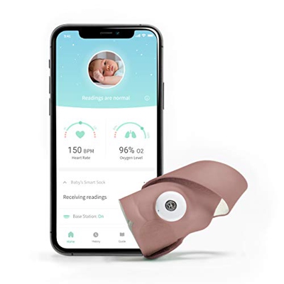 Owlet Smart Sock 3 - Vigilabebés Inteligente con Frecuencia Cardíaca y Nivel de Oxígeno (0 - 18 Meses) - Rosa Empolvado