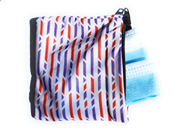 Muñequera con cremallera para llevar llaves monedas. mientras haces deporte, bicicleta, correr.(Blanco con Rojo y Lila)