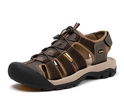 SAGUARO Sandalias Deportivas para Hombres Verano Cerradas Zapatos Antideslizante Sandalias de Playa Marrón 43 EU