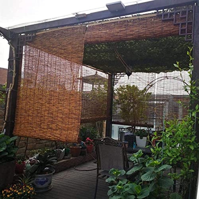 GGQQ Carbonización Cortina de Caña Natural Persiana Enrollable de bambú Tejidas a Mano Cortina de bambú Aislamiento Térmico Respirable para Decoración