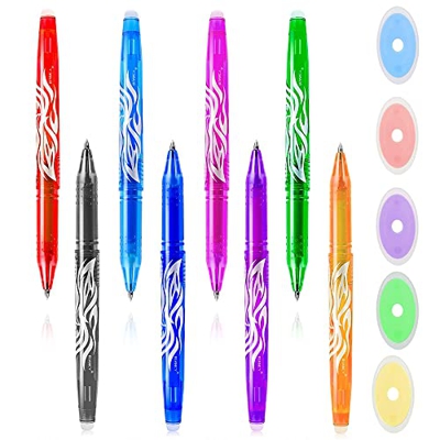 8 Pack Bolígrafos de Gel Borrables, Bolígrafo de Gel Líquido de 0,5 mm, bolígrafo de secado rápido con borrador para niños, estudiantes y adultos, paq