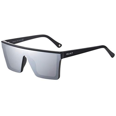 H HELMUT JUST Gafas de Sol para Hombre Mujer Cuadrado Grandes Una Pieza Nylon Lente Montura de TR90 Patilla de Acetato HJ1008