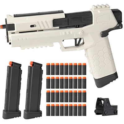 ULUCTROM Pistola de Balas Blandas Pistola de Juguete con 2 Revistas Juguete Espuma Blaster con Alcance para Niños de 8 años en Adelante