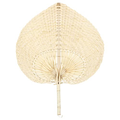 Warmhm Ventilador de Mano de Manejo de Mano Tejido Ventilador de Paja de de Enfriamiento en Forma de Corazón Ventilador de Rockeros de Mano Natural pa