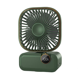 LANRU Ventilador oscilante Multifuncional Tipo C Diseño de Puerto de Carga/Velocidad Ajustable de 3 Niveles/Diseño Plegable/Pantalla de Volumen de cel en oferta