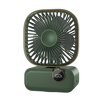 LANRU Ventilador oscilante Multifuncional Tipo C Diseño de Puerto de Carga/Velocidad Ajustable de 3 Niveles/Diseño Plegable/Pantalla de Volumen de cel