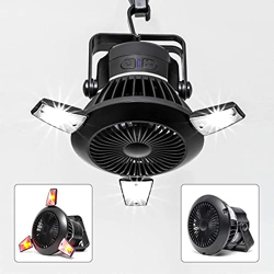 Ventilador solar para camping ICH con linterna LED, ventilador portátil para tienda de campaña con gancho para colgar, ventilador de escritorio USB re precio